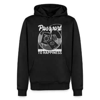 Travel Shirt, Passport To Happiness Tee, Gift For - Men’s Premium Organic Hoodie - black - Front - Nico (187cm)