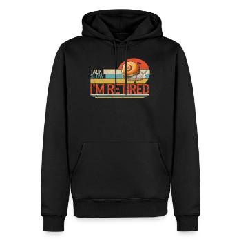Ruhestands-Hemd, Sprich langsam, ich bin eine Schnecke im Ruhestand - Männer Premium Bio Hoodie - Schwarz - Vorne - Nico (187cm)