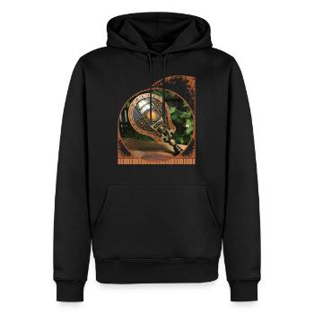 Une pagaie mécanique d’inspiration steampunk et avec - Sweat à capuche Premium bio Homme - noir - Devant - Nico (187cm)