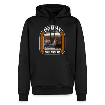 French Patisserie Shirt, Parisian Boulangerie Tee - Men’s Premium Organic Hoodie - black - Front - Nico (187cm)