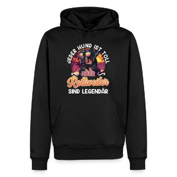Rotti JEDER HUND IST TOLL ABER ROTTWEILER LEGENDÄR - Männer Premium Bio Hoodie - Schwarz - Vorne - Nico (187cm)