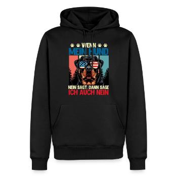 Rottweiler WENN MEIN HUND NEIN SAGT SAG ICH AUCH - Männer Premium Bio Hoodie - Schwarz - Vorne - Nico (187cm)