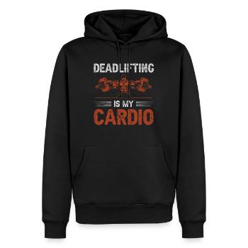 Kreuzheben ist meine Cardio-Körperfitness - Männer Premium Bio Hoodie - Schwarz - Vorne - Nico (187cm)
