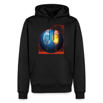 Raquettes de pickleball sur le thème du feu et de la glace - Sweat à capuche Premium bio Homme - noir - Devant - Nico (187cm)
