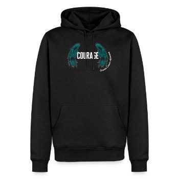 Cancer Awareness Shirt, Ovarian Cancer Awareness - Men’s Premium Organic Hoodie - black - Front - Nico (187cm)