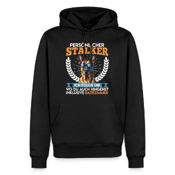 Malinois PERSÖNLICHER STALKER INKLUSIVE BAD - Männer Premium Bio Hoodie - Schwarz - Vorne - Nico (187cm)