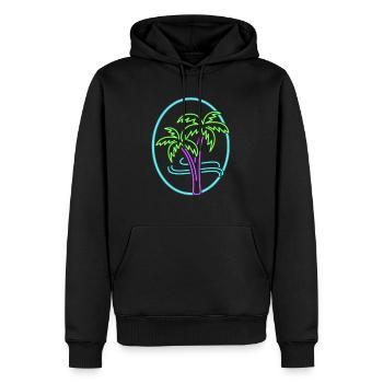 Vacation Shirt, Neon Palm Trees Tee, Gift For - Men’s Premium Organic Hoodie - black - Front - Nico (187cm)
