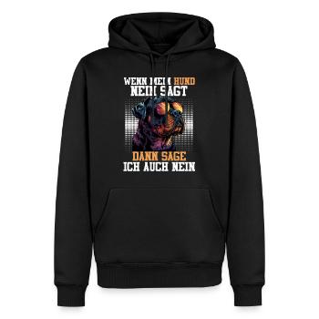 Rottie WENN MEIN HUND NEIN SAGT SAG ICH AUCH NEIN - Männer Premium Bio Hoodie - Schwarz - Vorne - Nico (187cm)