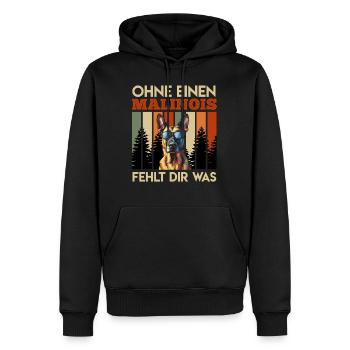 Schäferhund OHNE EINEN MALINOIS FEHLT DIR WAS - Männer Premium Bio Hoodie - Schwarz - Vorne - Nico (187cm)