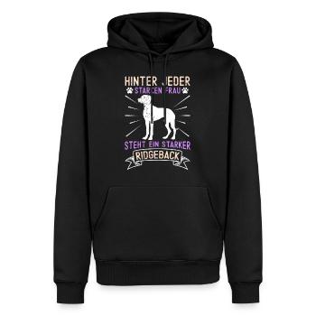 Ridgeback HINTER JEDER STARKEN FRAU STEHT EIN - Männer Premium Bio Hoodie - Schwarz - Vorne - Nico (187cm)