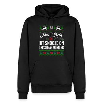 Am ehesten werden Sie am Weihnachtsmorgen auf Schlummern drücken - Männer Premium Bio Hoodie - Schwarz - Vorne - Nico (187cm)