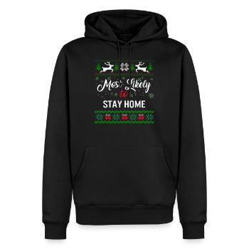 Le plus susceptible de rester à la maison chemise, femmes Noël - Sweat à capuche Premium bio Homme - noir - Devant - Nico (187cm)