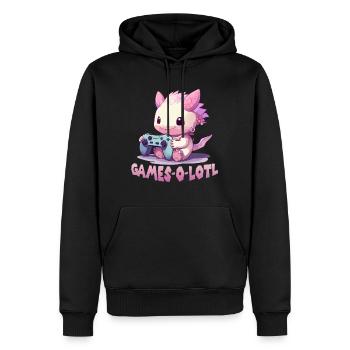 Axolotln T | Kawaii Stuff | Anime Axolotl Gamer - Männer Premium Bio Hoodie - Schwarz - Vorne - Nico (187cm)