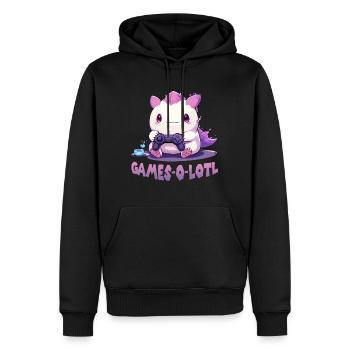 Kawaii Axolotl Gamer T | Anime Gamer T| Axolotl - Sweat à capuche Premium bio Homme - noir - Devant - Nico (187cm)