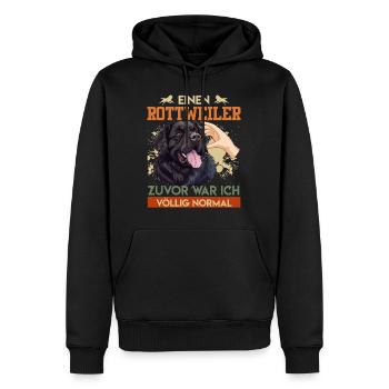 Rottie Besitzer EINEN ROTTWEILER ZUVOR WAR ICH OK - Männer Premium Bio Hoodie - Schwarz - Vorne - Nico (187cm)