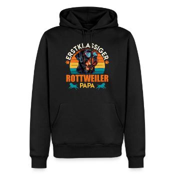 Rottie Besitzer ERSTKLASSIGER ROTTWEILER PAPA - Männer Premium Bio Hoodie - Schwarz - Vorne - Nico (187cm)
