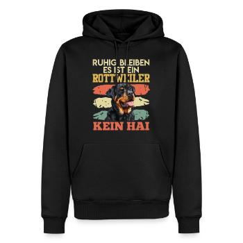Rottweiler Hund RUHIG BLEIBEN IST EIN ROTTWEILER - Männer Premium Bio Hoodie - Schwarz - Vorne - Nico (187cm)