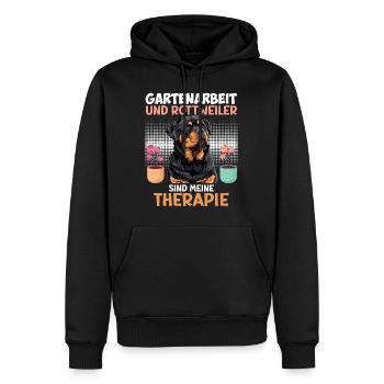 GARTENARBEIT UND ROTTWEILER SIND THERAPIE Rottie - Männer Premium Bio Hoodie - Schwarz - Vorne - Nico (187cm)