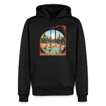 Poses De Yoga Et Pickleball Équilibre Sport Bien-être - Sweat à capuche Premium bio Homme - noir - Devant - Nico (187cm)