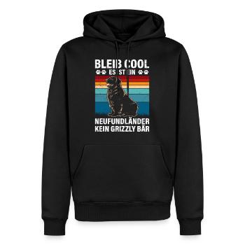 Newfie BLEIB COOL NEUFUNDLÄNDER KEIN GRIZZLY - Männer Premium Bio Hoodie - Schwarz - Vorne - Nico (187cm)