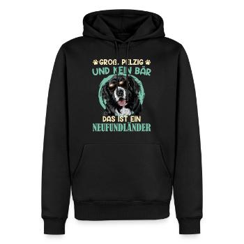 Neufundländer GROSS PELZIG UND KEIN BÄR Lustiges - Männer Premium Bio Hoodie - Schwarz - Vorne - Nico (187cm)