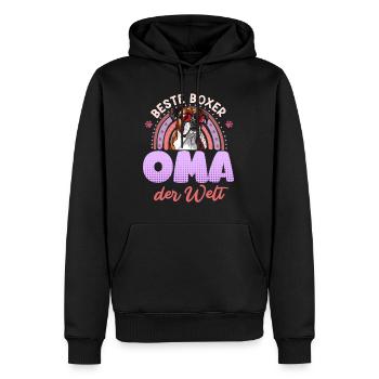 Hundeoma BESTE BOXER OMA DER WELT Deutscher - Männer Premium Bio Hoodie - Schwarz - Vorne - Nico (187cm)