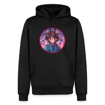 VHS-Sammlung Anime Boy Vaporwave Retro - Männer Premium Bio Hoodie - Schwarz - Vorne - Nico (187cm)