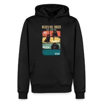 NEUFUNDLÄNDER TRAINING Lustiges Neufundländer - Männer Premium Bio Hoodie - Schwarz - Vorne - Nico (187cm)