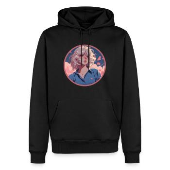 Sad Anime Girl Wilted Rose Vaporwave VHS Static - Men’s Premium Organic Hoodie - black - Front - Nico (187cm)