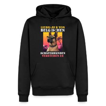 Malinois LIEBHABER VON BELGISCHEN SCHÄFERHUNDEN - Männer Premium Bio Hoodie - Schwarz - Vorne - Nico (187cm)