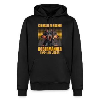 Doberman ICH HASSE MENSCHEN DOBERMÄNNER - Männer Premium Bio Hoodie - Schwarz - Vorne - Nico (187cm)