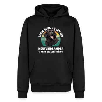 Newfie BLEIB COOL NEUFUNDLÄNDER KEIN GRIZZLY - Männer Premium Bio Hoodie - Schwarz - Vorne - Nico (187cm)