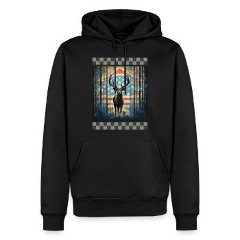 Arrow Stripes American Flag Digital Forest Camo - Men’s Premium Organic Hoodie - black - Front - Nico (187cm)