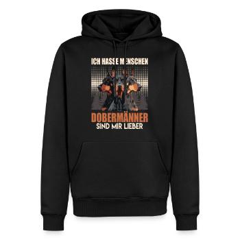 Doberman ICH HASSE MENSCHEN DOBERMÄNNER - Männer Premium Bio Hoodie - Schwarz - Vorne - Nico (187cm)