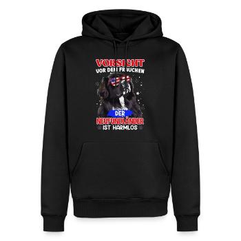 Newfie VORSICHT VOR DEM FRAUCHEN Neufundländer - Männer Premium Bio Hoodie - Schwarz - Vorne - Nico (187cm)