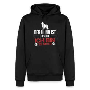 Neufundländer DER HUND IST EIN SOFTIE ICH NICHT - Männer Premium Bio Hoodie - Schwarz - Vorne - Nico (187cm)