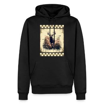 Archery Woodland Camo American Flag Deer Hunting - Men’s Premium Organic Hoodie - black - Front - Nico (187cm)