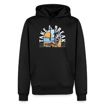 Halloween Shirt, Take A Break Skeleton Lounging - Men’s Premium Organic Hoodie - black - Front - Nico (187cm)