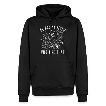 Friendship Shirt, Me And My Bestie Vibe Like That - Men’s Premium Organic Hoodie - black - Front - Nico (187cm)