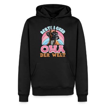 Hundeoma BESTE BOXER OMA DER WELT Deutscher - Männer Premium Bio Hoodie - Schwarz - Vorne - Nico (187cm)