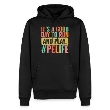 Chemise d’éducation physique, c’est une bonne journée pour courir - Sweat à capuche Premium bio Homme - noir - Devant - Nico (187cm)
