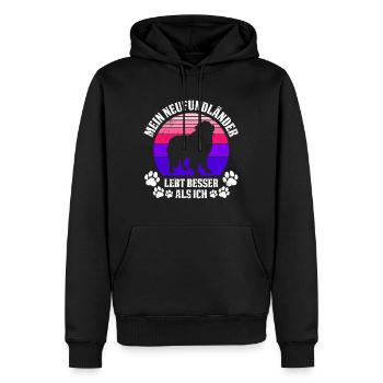 Newfie MEIN NEUFUNDLÄNDER LEBT BESSER ALS ICH - Männer Premium Bio Hoodie - Schwarz - Vorne - Nico (187cm)