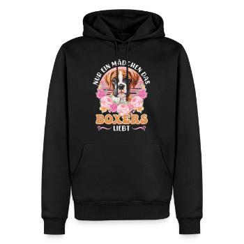 Boxer Hund NUR EIN MÄDCHEN DAS BOXERS LIEBT - Männer Premium Bio Hoodie - Schwarz - Vorne - Nico (187cm)