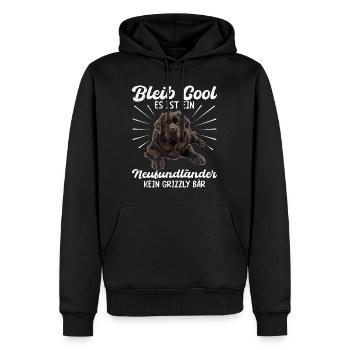 Neufundländer BLEIB COOL KEIN GRIZZLY BÄR NUR - Männer Premium Bio Hoodie - Schwarz - Vorne - Nico (187cm)