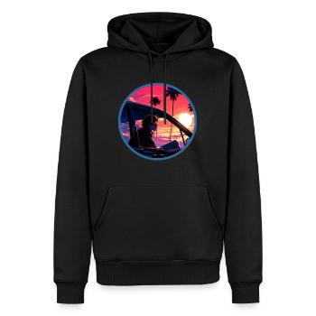 Anime Boy Classic Car Vaporwave Neon Palm Indie - Men’s Premium Organic Hoodie - black - Front - Nico (187cm)