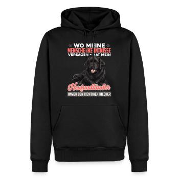 Neufundländer WO MEINE MENSCHENKENNTNISSE VERSAGEN - Männer Premium Bio Hoodie - Schwarz - Vorne - Nico (187cm)