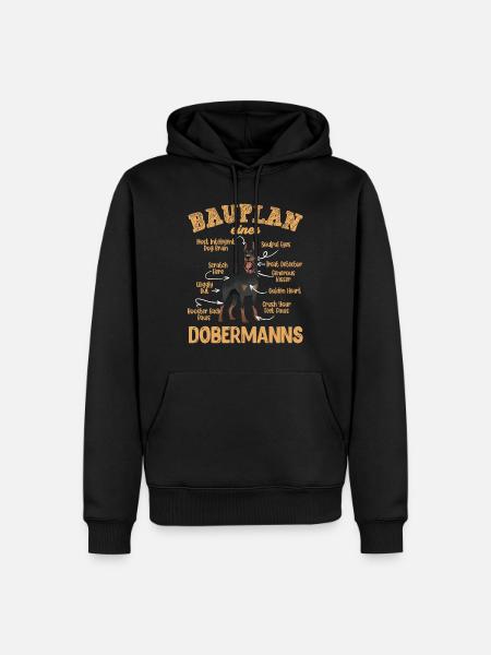 Dobermänner Hunde BAUPLAN OF A DOBERMAN Lustig - Männer Premium Bio Hoodie - Schwarz