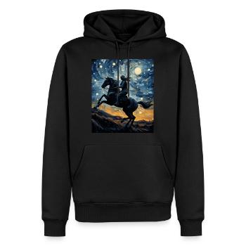 Horse Riding Starry Night Shirt Majestic Gallop - Men’s Premium Organic Hoodie - black - Front - Nico (187cm)