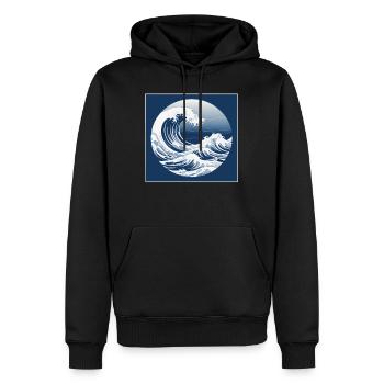 Waves Ocean Serenity Minimalistische Kopie - Männer Premium Bio Hoodie - Schwarz - Vorne - Nico (187cm)