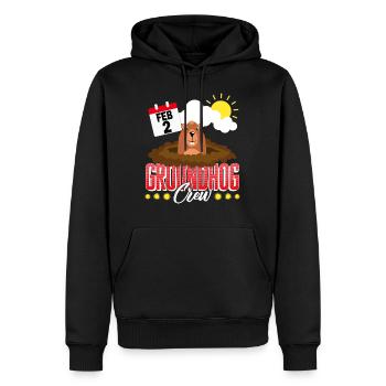 Groundhog Shirt, Groundhog Crew Predicting Spring - Men’s Premium Organic Hoodie - black - Front - Nico (187cm)